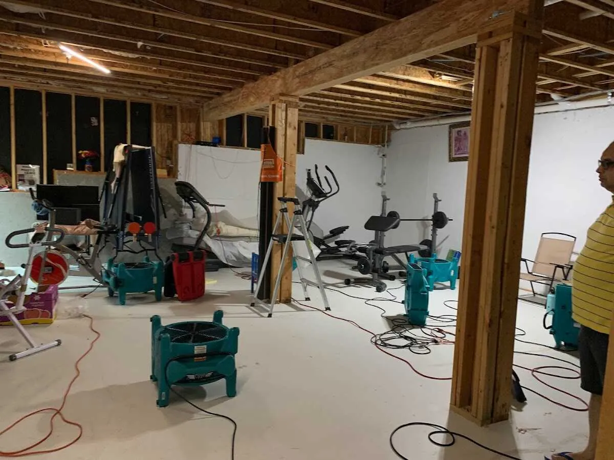 Basement drying equipment setup for Odor Removal & Deodorization in Fort Riley